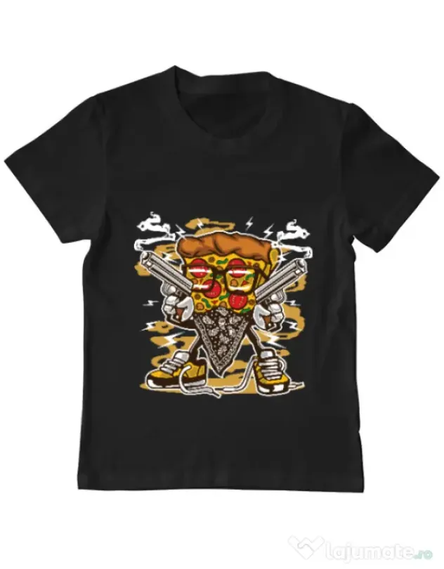 Tricou ADLER copil Pizza Gangster Negru