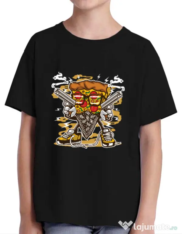 Tricou ADLER copil Pizza Gangster Negru