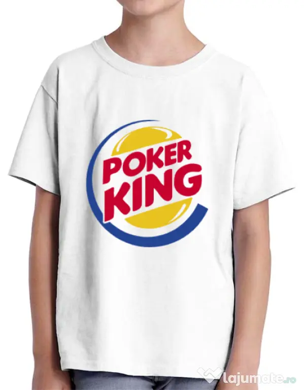Tricou ADLER copil Poker King Alb