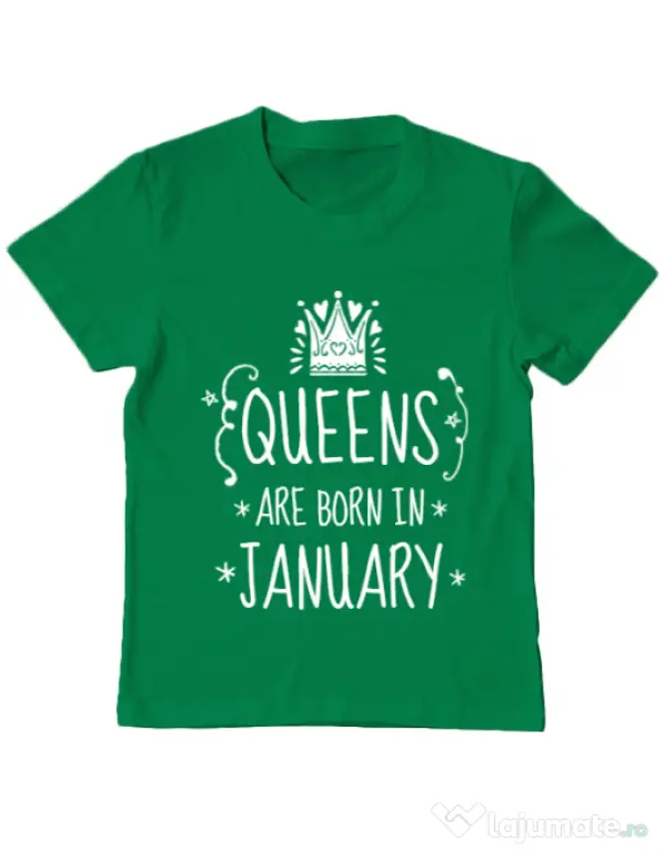 Tricou ADLER copil Queens are born in january Verde mediu