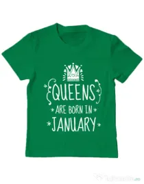 Tricou ADLER copil Queens are born in january Verde mediu