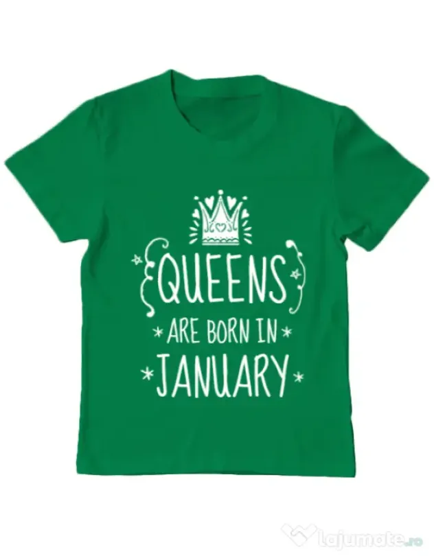 Tricou ADLER copil Queens are born in january Verde mediu