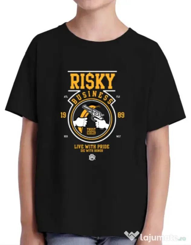 Tricou ADLER copil Risky Business Negru