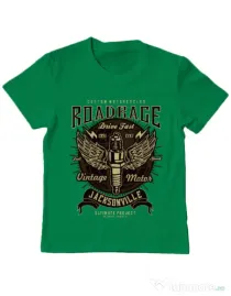 Tricou ADLER copil Road Rage Verde mediu