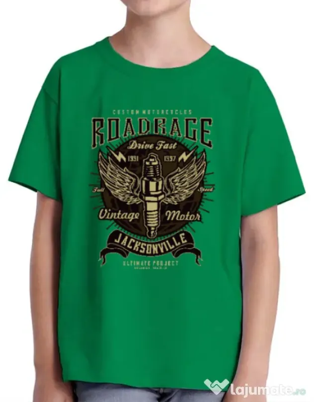 Tricou ADLER copil Road Rage Verde mediu