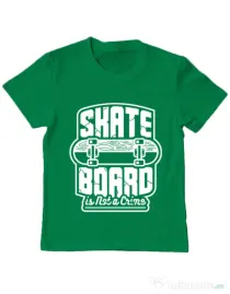 Tricou ADLER copil Skate Board Verde mediu