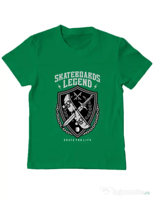 Tricou ADLER copil Skateboards Legend Verde mediu
