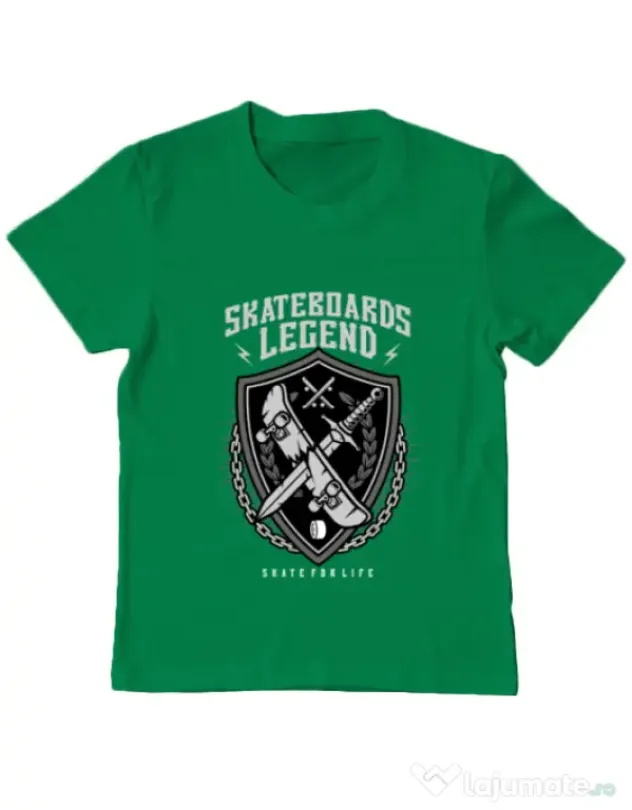 Tricou ADLER copil Skateboards Legend Verde mediu