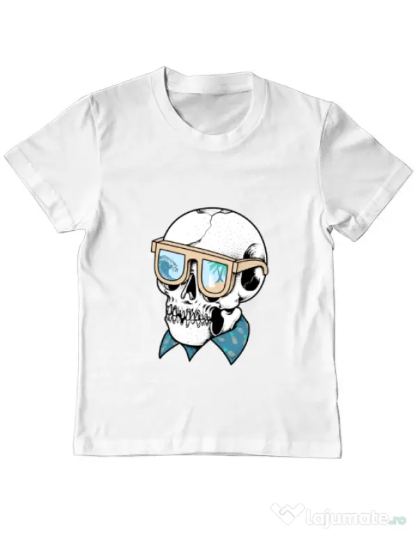 Tricou ADLER copil Skull Holiday Alb