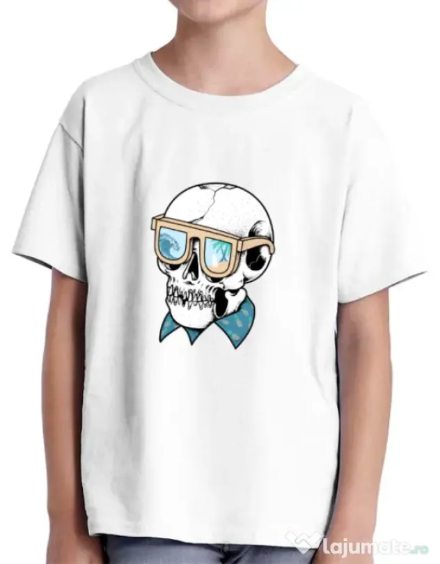 Tricou ADLER copil Skull Holiday Alb