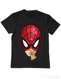 Tricou ADLER copil Spiderman pizza Negru