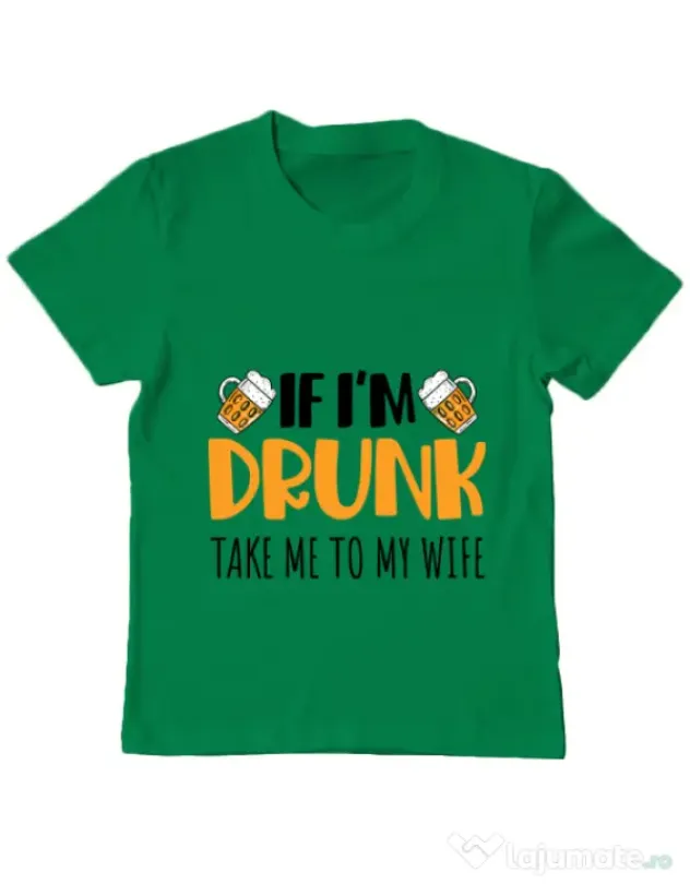 Tricou ADLER copil Take me to my wife Verde mediu