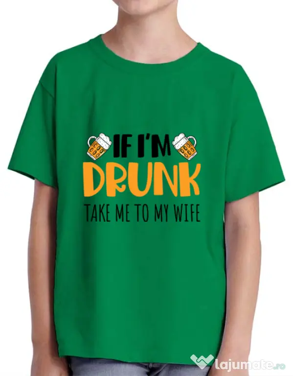 Tricou ADLER copil Take me to my wife Verde mediu