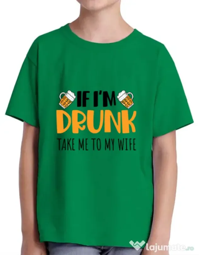 Tricou ADLER copil Take me to my wife Verde mediu