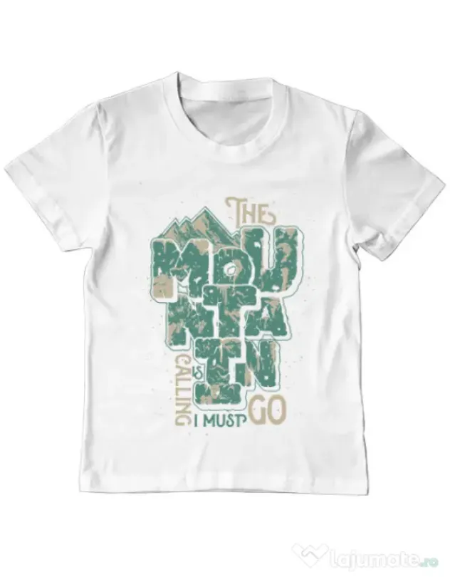 Tricou ADLER copil The mountain is calling, I must go! Alb
