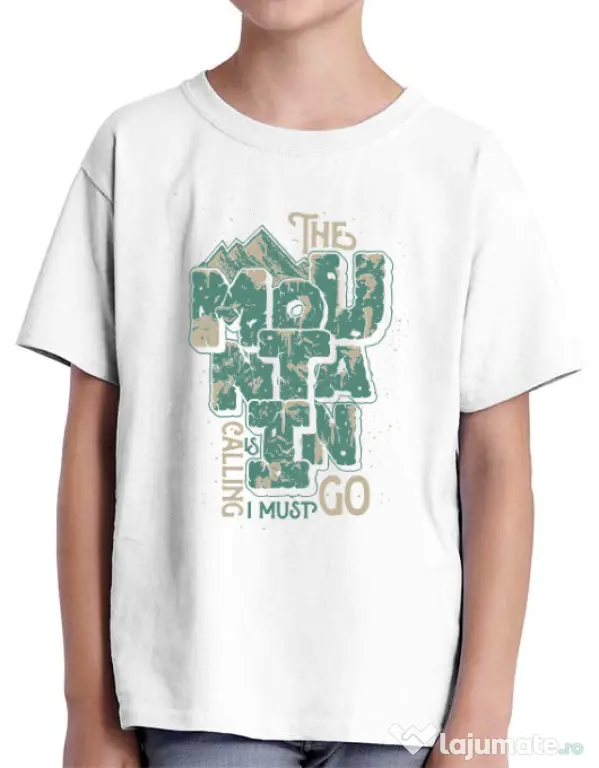 Tricou ADLER copil The mountain is calling, I must go! Alb