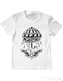 Tricou ADLER copil Umbrella Tattoo Alb