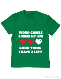 Tricou ADLER copil Video games ruined my life Verde mediu