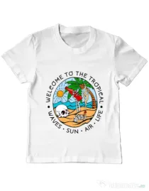 Tricou ADLER copil Welcome to the tropical Alb