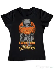 Tricou ADLER dama I want you to halloween Negru