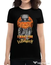 Tricou ADLER dama I want you to halloween Negru 