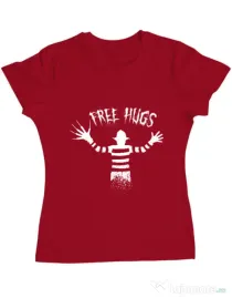 Tricou ADLER dama Free hugs Rosu