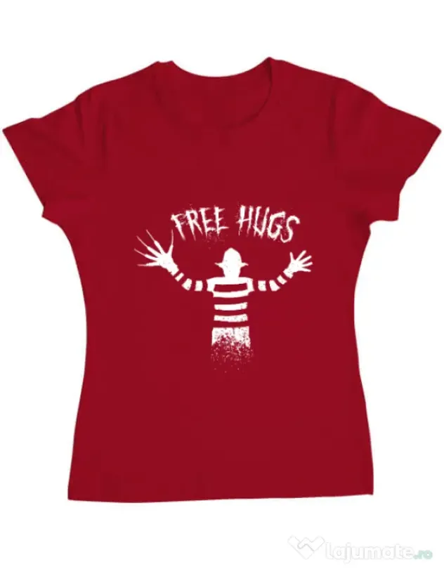 Tricou ADLER dama Free hugs Rosu