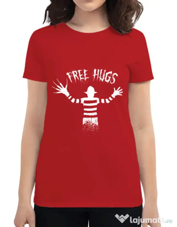 Tricou ADLER dama Free hugs Rosu