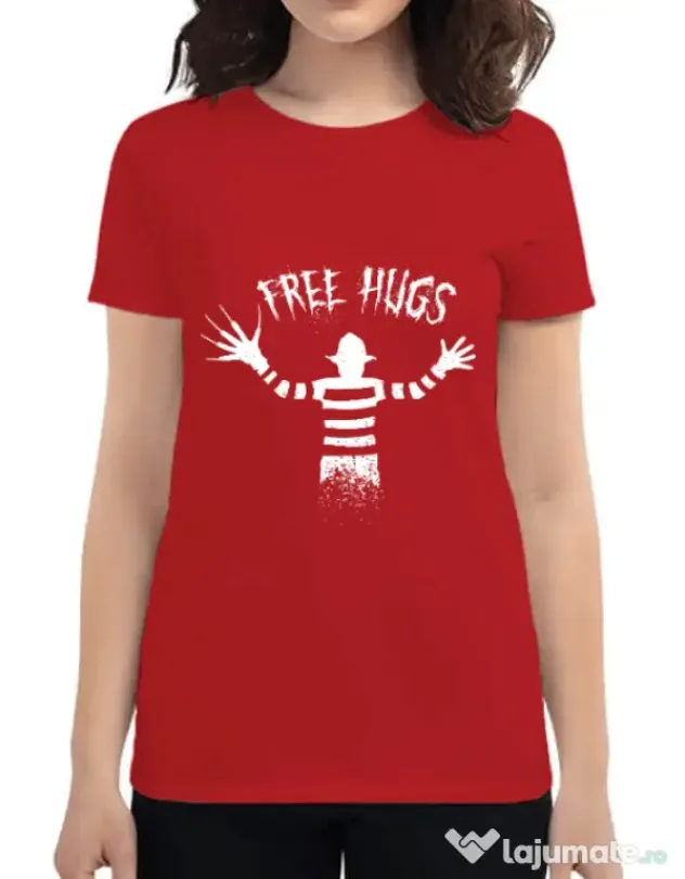 Tricou ADLER dama Free hugs Rosu