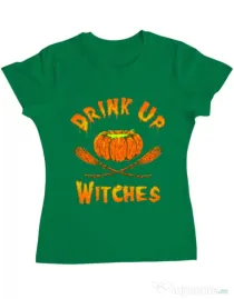 Tricou ADLER dama Drink up witches Verde mediu