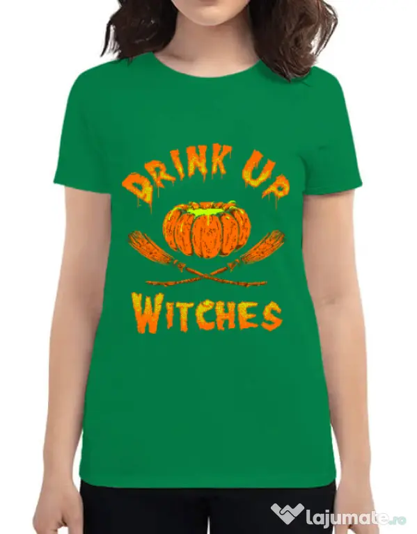 Tricou ADLER dama Drink up witches Verde mediu