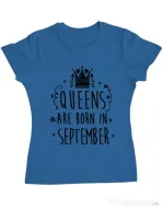 Tricou ADLER dama Queens are born in September Albastru azuriu