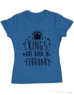 Tricou ADLER dama Kings are born in February Albastru azuriu