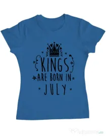 Tricou ADLER dama Kings are born in July Albastru azuriu