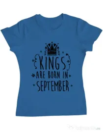 Tricou ADLER dama Kings are born in September Albastru azuriu
