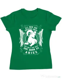 Tricou ADLER dama The best men are born as Aries Verde mediu