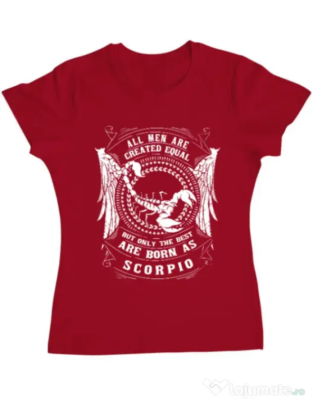 Tricou ADLER dama The best men are born as Scorpio Rosu