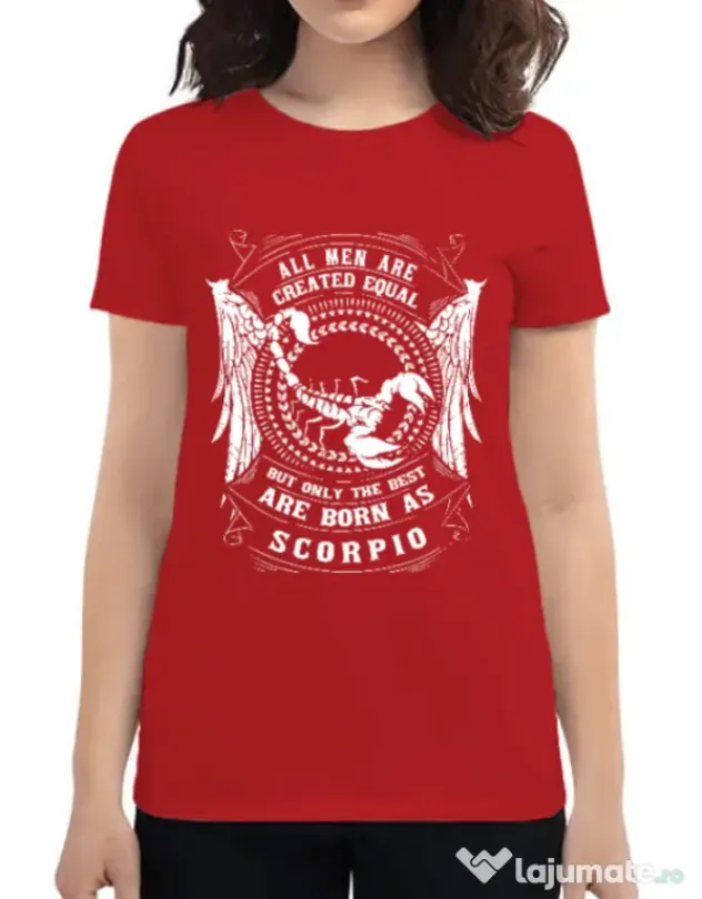 Tricou ADLER dama The best men are born as Scorpio Rosu