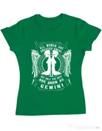 Tricou ADLER dama The best women are born as Gemini Verde mediu