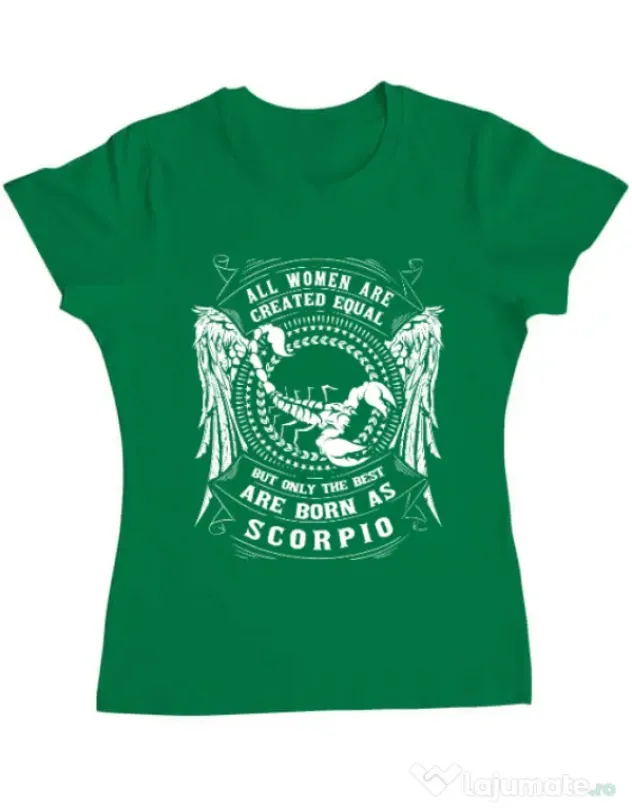 Tricou ADLER dama The best women are born as Scorpio Verde mediu
