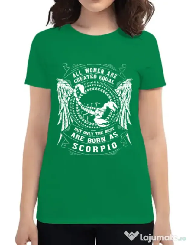 Tricou ADLER dama The best women are born as Scorpio Verde mediu