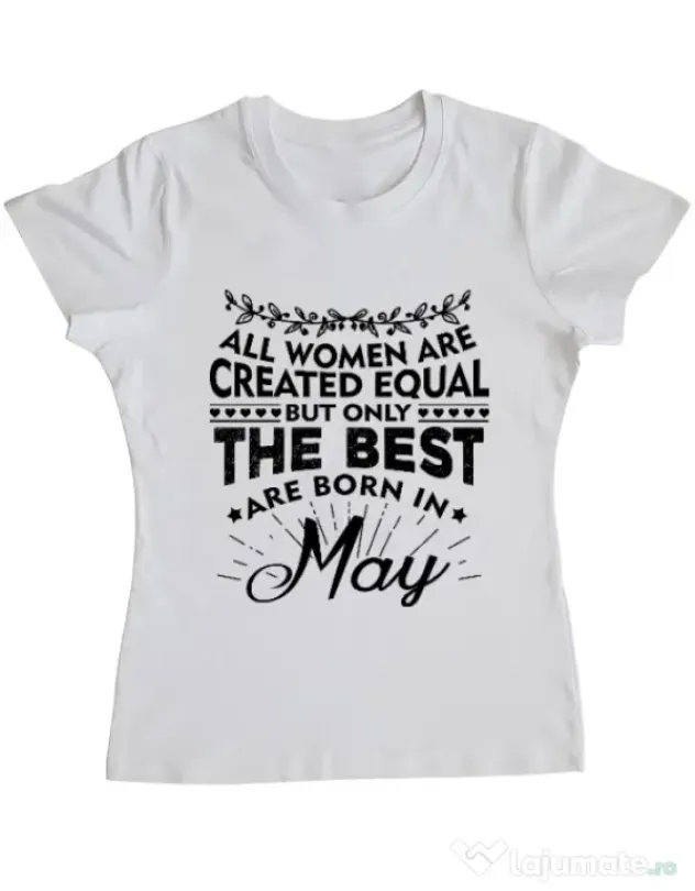 Tricou ADLER dama The best women are born in May Alb