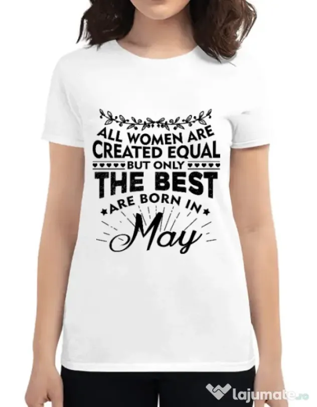 Tricou ADLER dama The best women are born in May Alb