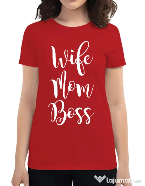 Tricou ADLER dama Wife mom boss Rosu