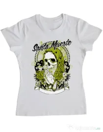 Tricou ADLER dama Holy death Alb