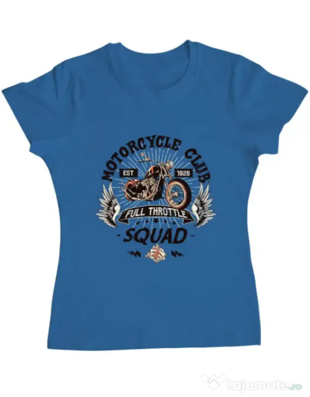 Tricou ADLER dama Motorcycle club Albastru azuriu