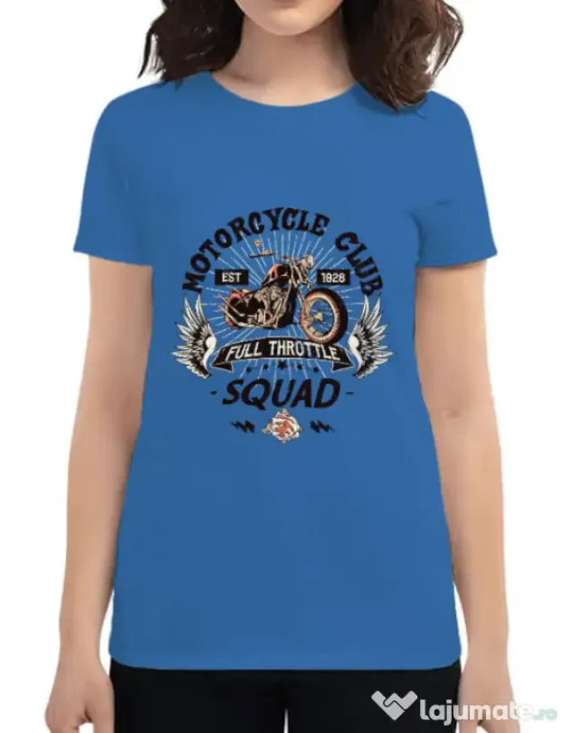 Tricou ADLER dama Motorcycle club Albastru azuriu