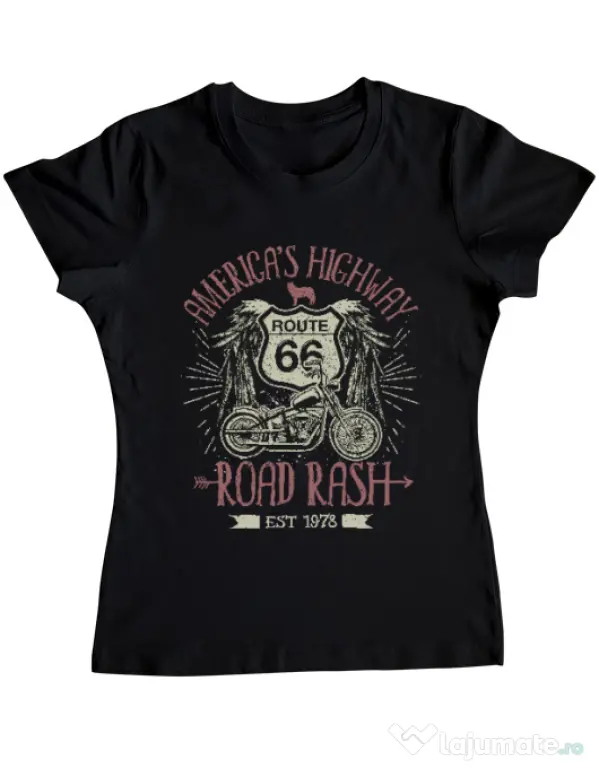 Tricou ADLER dama Highway 66 Negru