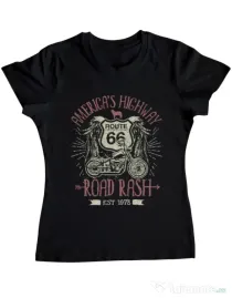 Tricou ADLER dama Highway 66 Negru