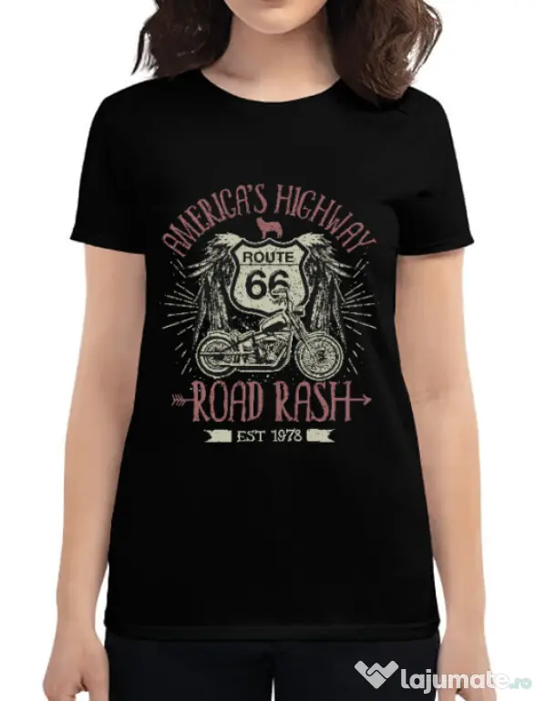 Tricou ADLER dama Highway 66 Negru